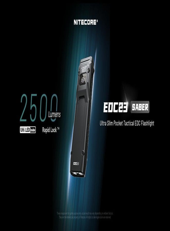 Nitecore EDC23 - EDC23 Saber Ultra Slim Pocket EDC Flashlight -2500 Lumens W/Eco-Sensa USB C Charging Cable - Image 2