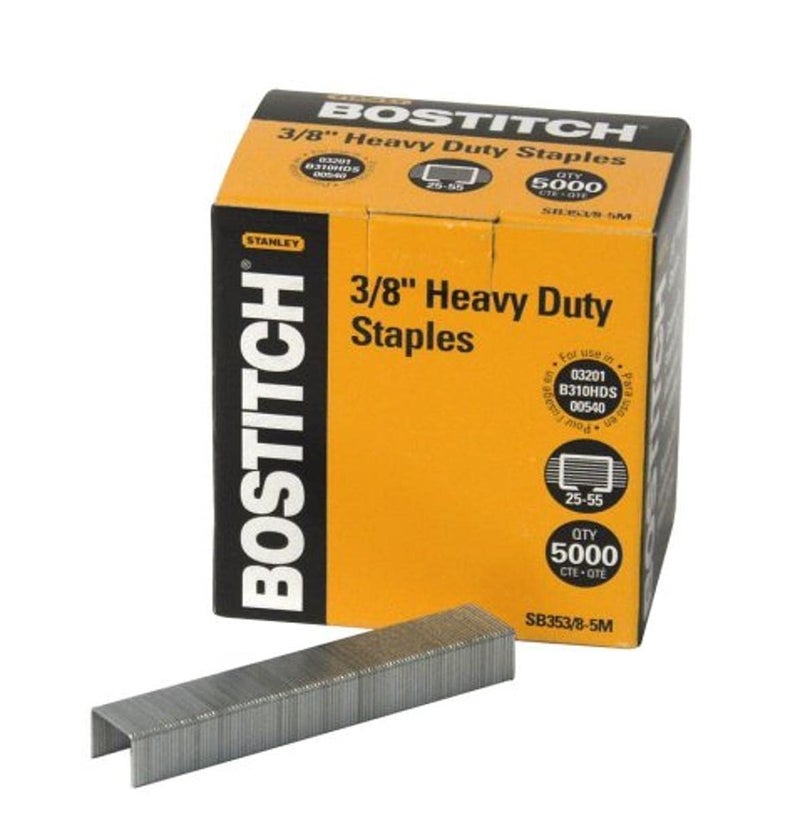 Bostitch Office Heavy Duty Premium Staples 2555 Sheets 0375 Inch Leg 5000 Per Box SB35385M