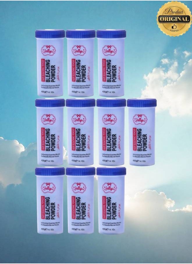 JELLY 10 Pieces Hair Bleaching Powder Oil Enriched Dust Free Blonder For Beautiful Blonde Results 400g  - Image 1