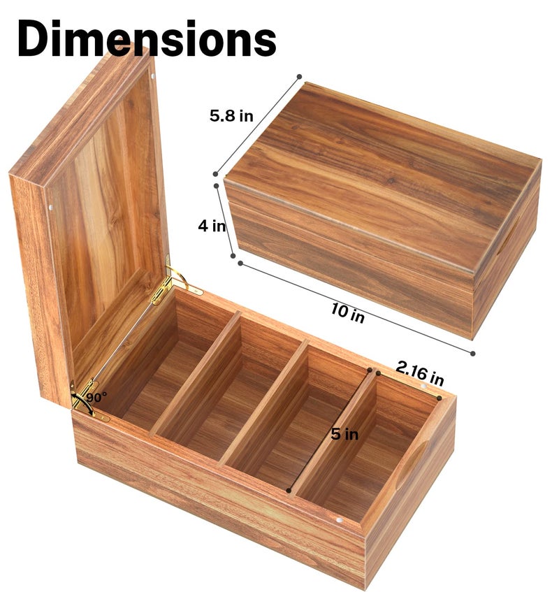 Neando 3x5 Index Card Organizer Box with Lid â€“ Acacia Wood Note Card Holder with 200 Cards & 20 Dividers, Holds 600 Cards, 4 Compartments, Magnetic Closure â€“ Desktop Storage for Study, Office, Recipes - Image 5