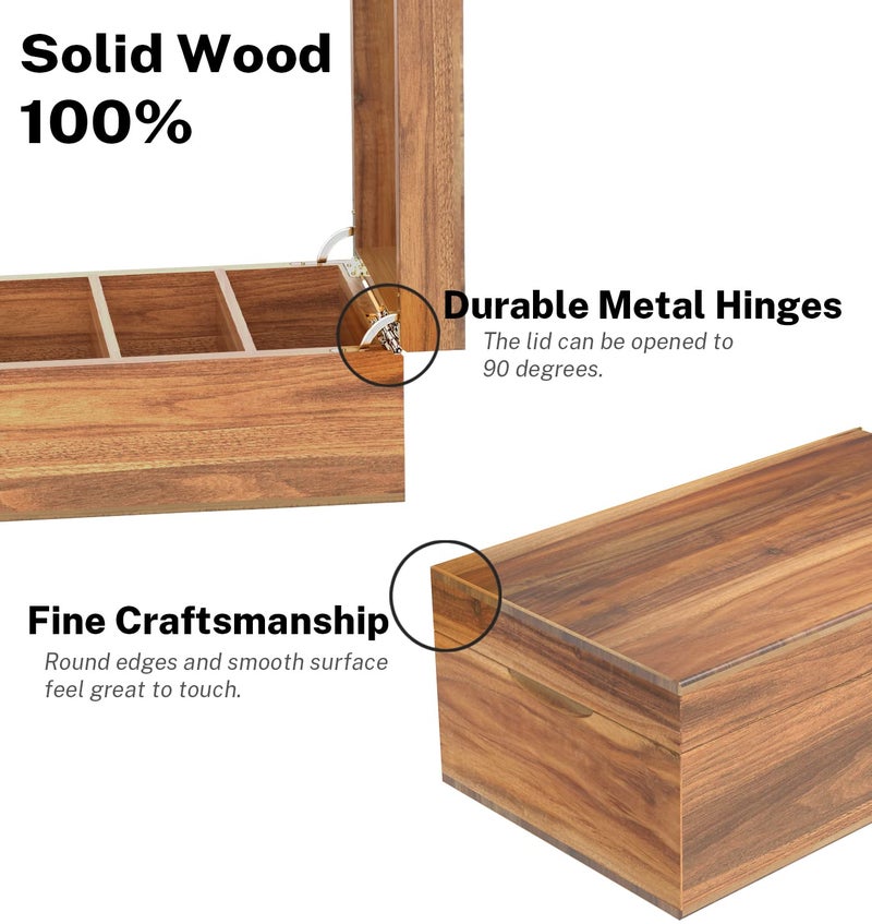 Neando 3x5 Index Card Organizer Box with Lid â€“ Acacia Wood Note Card Holder with 200 Cards & 20 Dividers, Holds 600 Cards, 4 Compartments, Magnetic Closure â€“ Desktop Storage for Study, Office, Recipes - Image 2