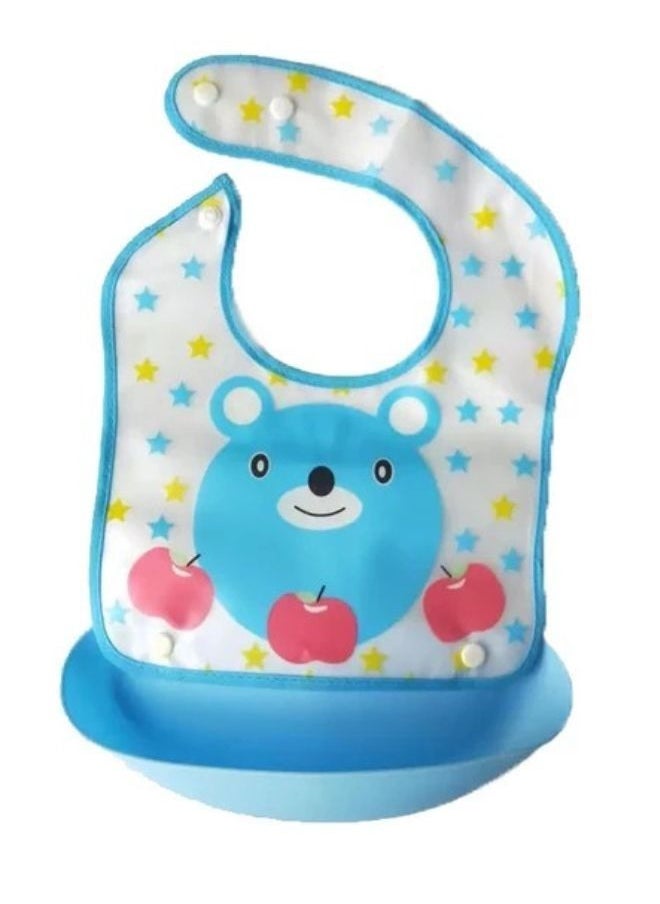 Generic Baby bib with silicone pocket to catch food and waterproof for children, washable, multi-shape, 37*25.5 cm Multicolour  - Image 1