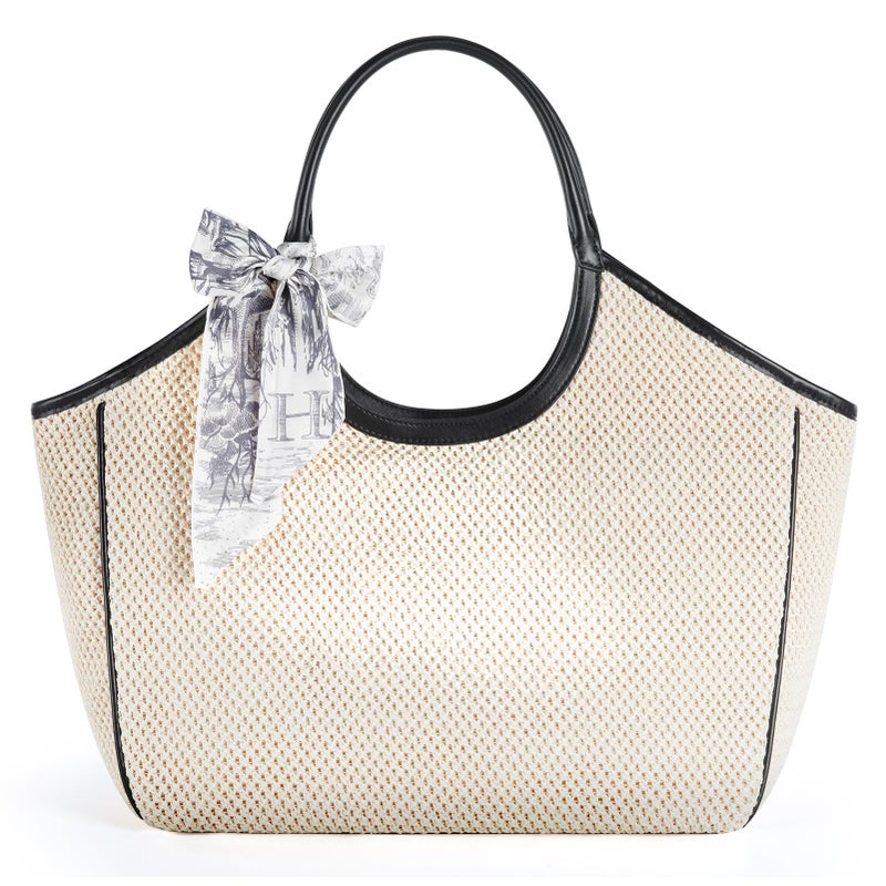 Missnine Beach Bags for Women Large Straw Tote Raffia Woven Shoulder Bag Sand-Proof for Beach Summer Vacation Travel - Image 1