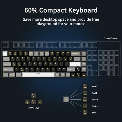 Newmen GM681 Mechanical Keyboard68 Keys Compact USB 60 Custom LED Backlit Hot Swappable Small Mini Computer Gaming Mechanical Wired Keyboard for PC Gamer Win MacBlackWhiteGreyRed Switch - Image 3