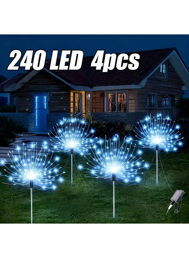 4 حزمة 240 مصباح LED حديقة شمسية أضواء الألعاب النارية بيضاء ديكور خارجي - Image 1