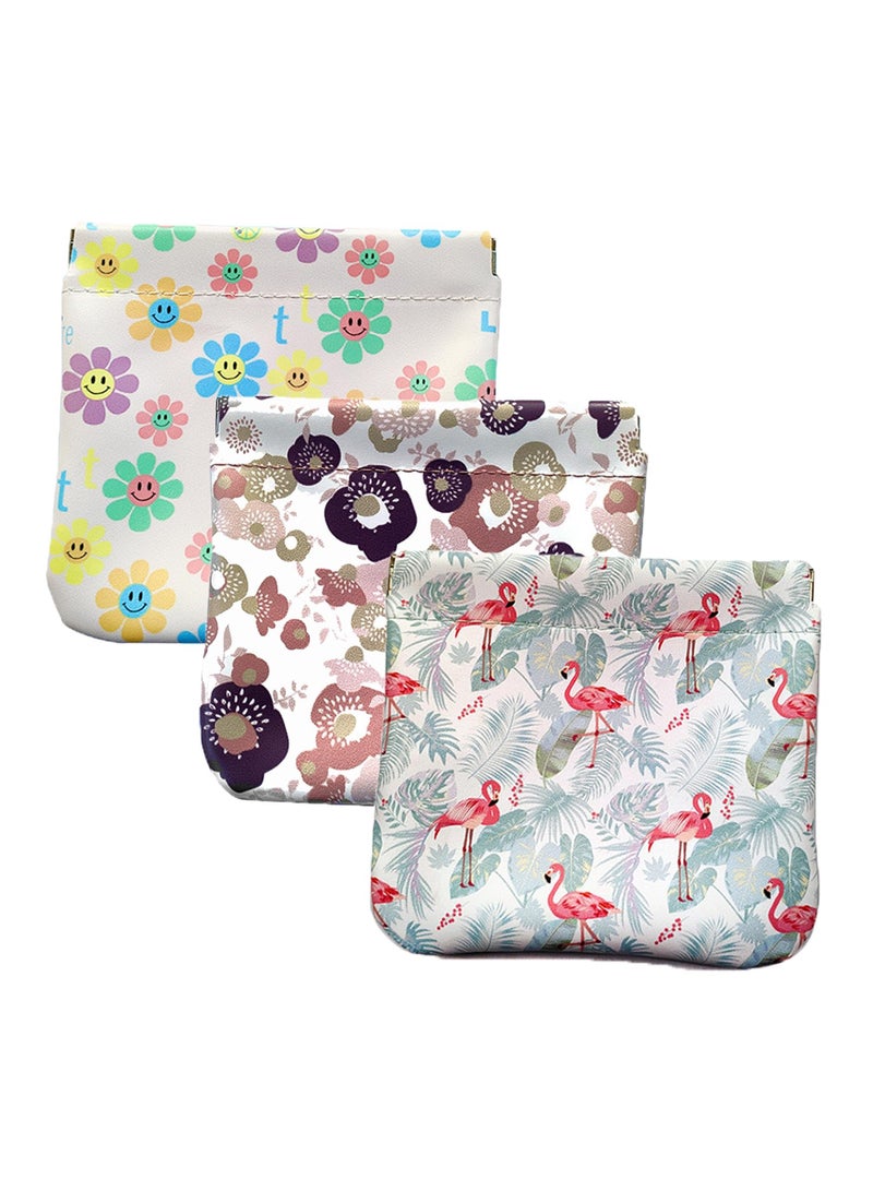 3Pcs Lambskin Pocket Cosmetic Bag Mini Lipstick Storage Squeeze Waterproof Leather No Zipper Self Closing Portable Travel Makeup Pouch - Image 1