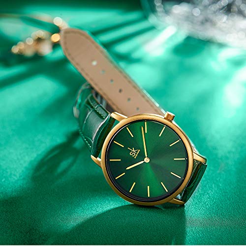 SHENGKE Creative Simplicity Women Watch Genuine Leather Elegant Women Watches Ladies Business Wristwatch(Green) - Image 3