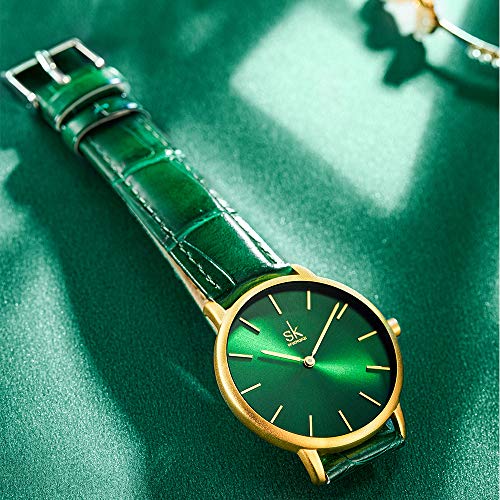 SHENGKE Creative Simplicity Women Watch Genuine Leather Elegant Women Watches Ladies Business Wristwatch(Green) - Image 2