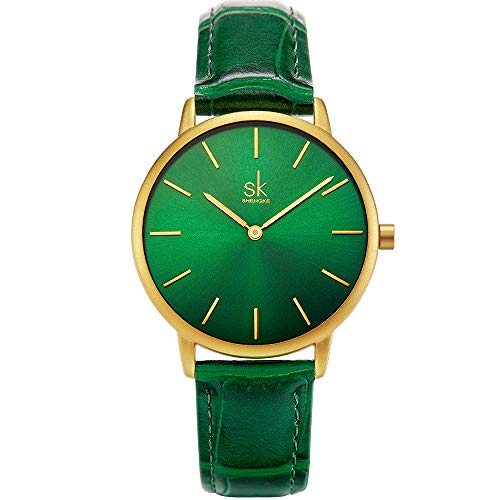 SHENGKE Creative Simplicity Women Watch Genuine Leather Elegant Women Watches Ladies Business Wristwatch(Green) - Image 1