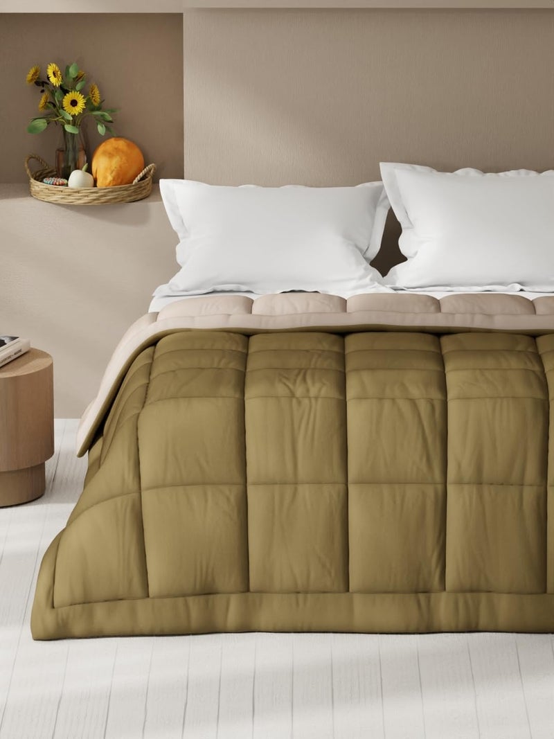 KOPA KOPA Ultra Soft Microfiber Reversible Comforter for All Weather -1pc Double (Feather lite) -Brown/Sand  - Image 2