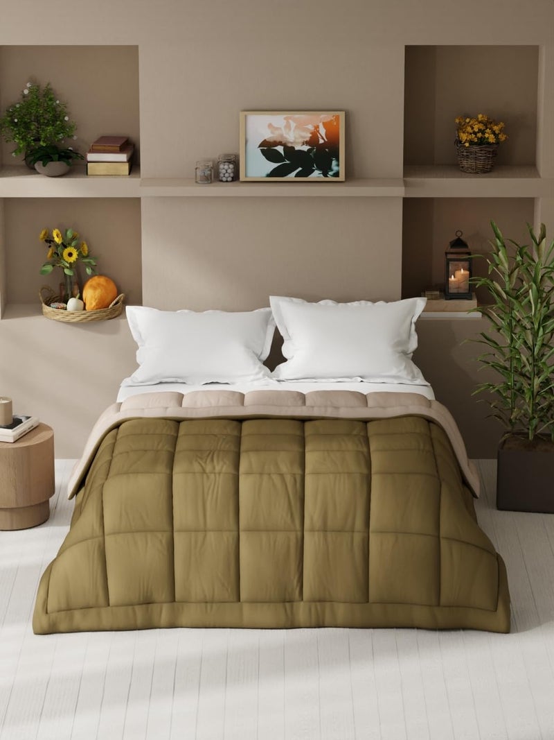 KOPA KOPA Ultra Soft Microfiber Reversible Comforter for All Weather -1pc Double (Feather lite) -Brown/Sand  - Image 1