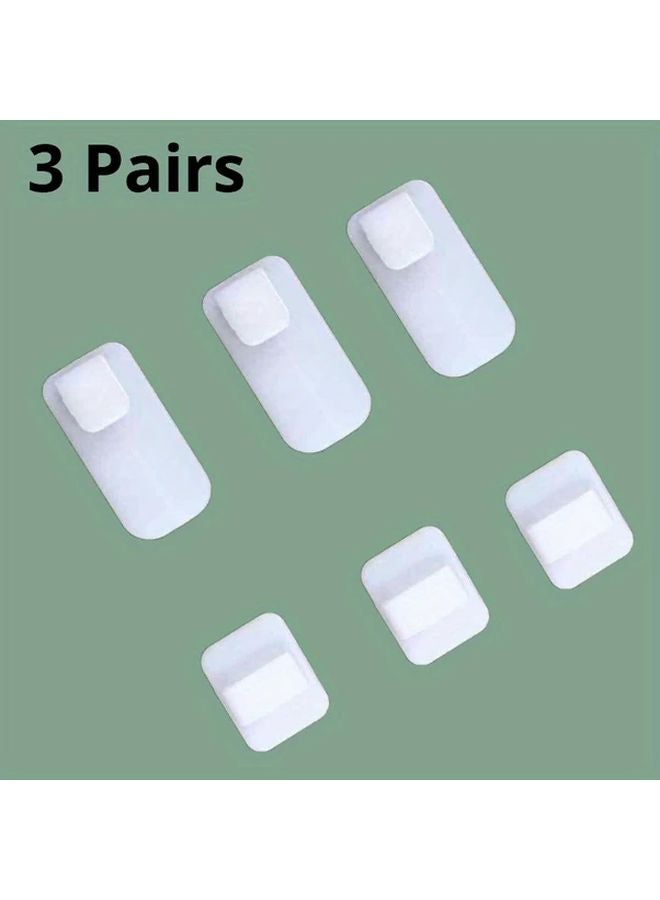 3 Pairs Strong Adhesive Hooks Nail Free Traceless Wall Hooks Durable Plastic Storage Organizer - Image 1
