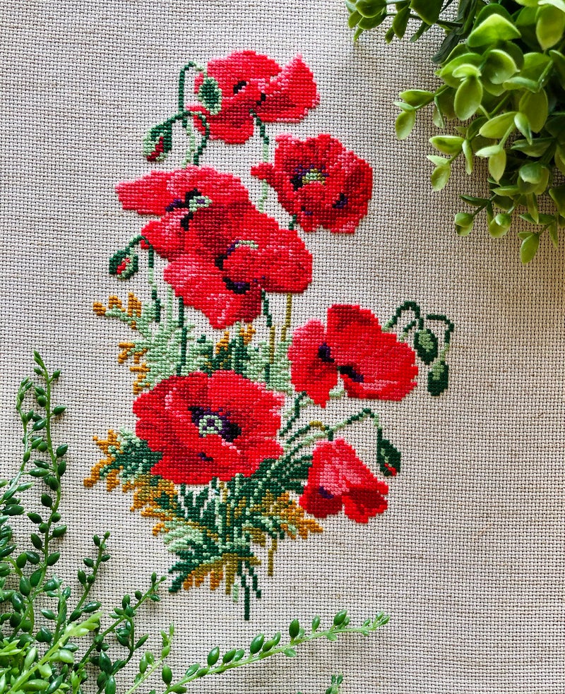 RIOLIS - Wild Poppies 808, Cross Stitch Kits 8,27" x11,81, Cross Stitch Kit for Adults, Counted Cross Stitch Kits, Embroidery Kit for Beginners & Advanced, Floral Crossstitching Kits - Image 4