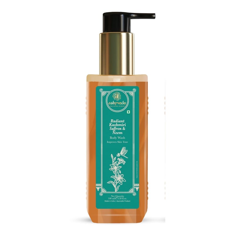 Ashpveda Ayurvedic Kashmiri Saffron and Neem Herbal Body Wash Natural Shower Cream for Men Women 100 ml - Image 1