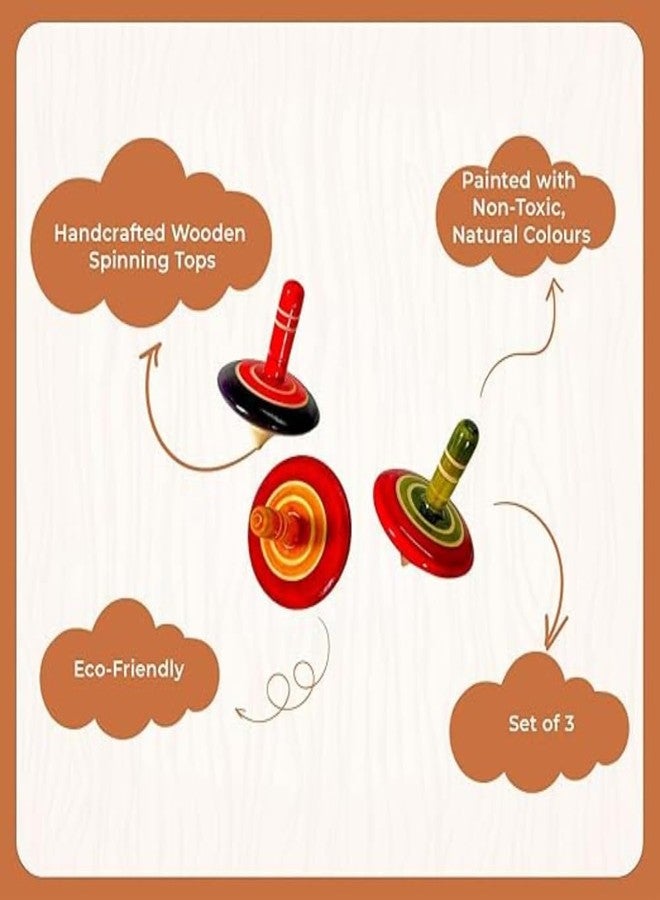 SubiMouIQ Eco-Friendly Wooden Spinning Top, Pambaram, Bongaram, Lattu Toys for Kids, Ideal for Motor Skills and Imaginative Play |, Ages 3 Years and UP || Best Fun Playing Gift (Pack of 3) - Image 5