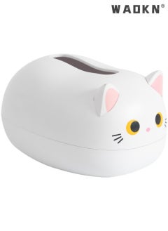 WAOKN Tissue Box Cute Cat Tissue Box Dispenser Storage Tissue Holder with Toothpick Box Tissue Dispenser Organizer,Multifunctional Plastic Napkin Dispenser for Kitchen,Bathroom,Office,Stylish,Durable Box  - Image 1