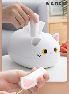 WAOKN Tissue Box Cute Cat Tissue Box Dispenser Storage Tissue Holder with Toothpick Box Tissue Dispenser Organizer,Multifunctional Plastic Napkin Dispenser for Kitchen,Bathroom,Office,Stylish,Durable Box  - Image 4