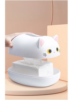 WAOKN Tissue Box Cute Cat Tissue Box Dispenser Storage Tissue Holder with Toothpick Box Tissue Dispenser Organizer,Multifunctional Plastic Napkin Dispenser for Kitchen,Bathroom,Office,Stylish,Durable Box  - Image 5