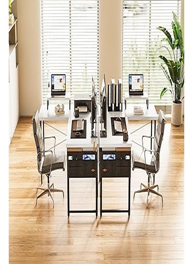 AGD Simple, modern wooden gaming desk, easy to assemble, white, L-shaped with a side storage bag - Image 2