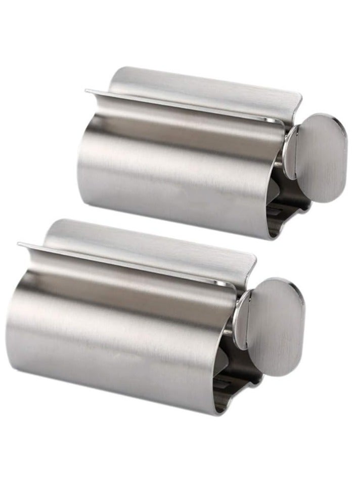 Set of 2 Toothpaste Squeezer Rollers, Metal Toothpaste Tube Wringer Seat Holder Stand - Image 1