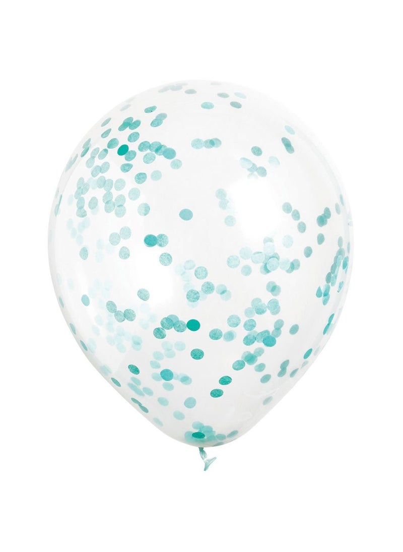 Unique Confetti Balloons Mint Green Transparent Latex 30 cm 6-Pack - Image 1