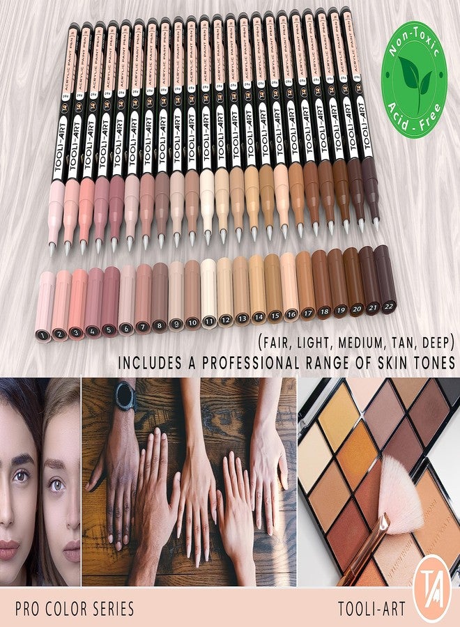 TOOLI-ART Acrylic Paint Pens 22 Skin Tones Assorted Pro Color Series Markers Set 0.7mm Extra Fine Tip for Rock Painting, Glass, Mugs, Wood, Metal, Canvas, Projects, Non Toxic, Waterbased, Quick Drying - Image 4