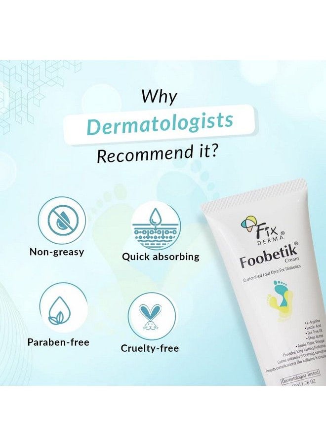 FIXDERMA - Foobetik Cream Foot Cream Foot Care For Diabetic For Dry & Cracked Feet Moisturizes & Soothes Feet Heel Repair For Calloused Or Chapped Skin Paraben Free 50G - Image 1