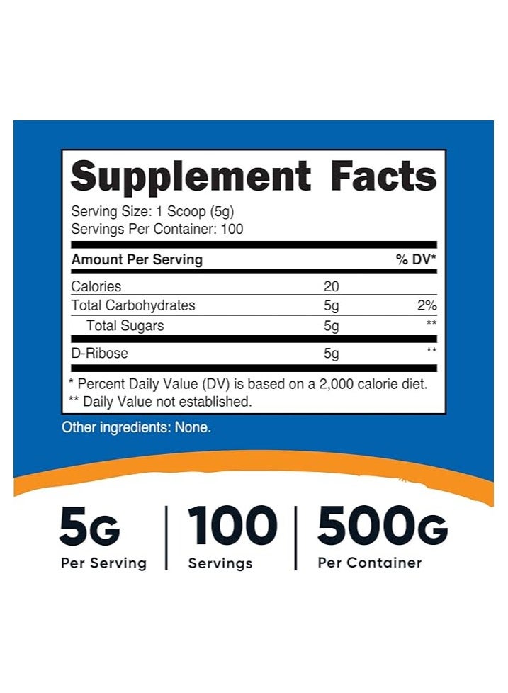 Nutricost D-Ribose Powder (100servings) 500 Grams- Unflavored - Image 3