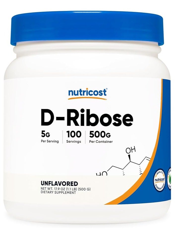Nutricost D-Ribose Powder (100servings) 500 Grams- Unflavored - Image 1