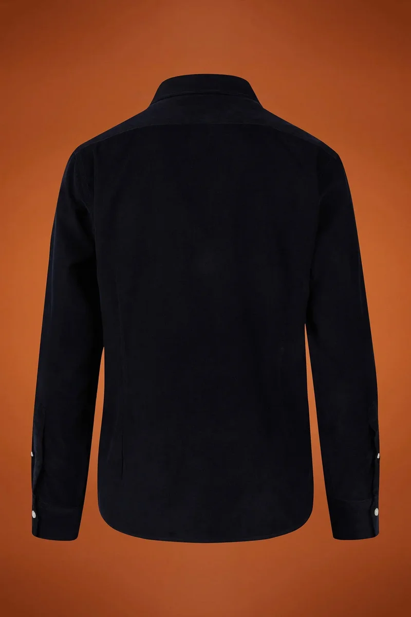 Doppelganger Blue Men's comfort fit casual shirt with a classic collar in plain 100% cotton 21-wale corduroy - DK Blue for Men | Best Price UAE