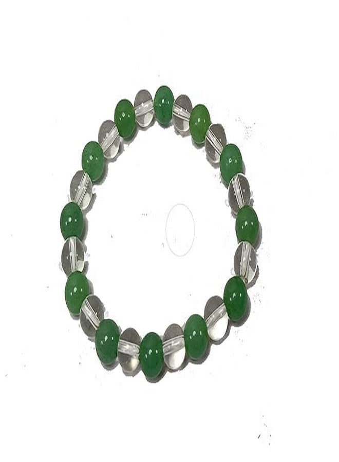 Sukhad Green Aventurine & Clear Quartz Bracelet for Men & Women | Natural Healing Crystal Beaded Bracelet | Luck, Prosperity & Positive Energy Stone | Stretchable Unisex Spiritual Bracelet - Image 3