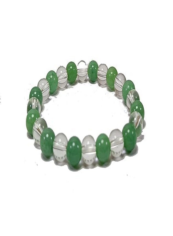 Sukhad Green Aventurine & Clear Quartz Bracelet for Men & Women | Natural Healing Crystal Beaded Bracelet | Luck, Prosperity & Positive Energy Stone | Stretchable Unisex Spiritual Bracelet - Image 5