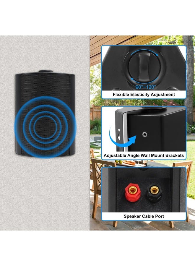 Herdio 5.25 Inches 600 Watts Passive Indoor Outdoor Speakers Wired Waterproof,Wall Mount Speakers with Loud Volume Suitable for Patio,Garden Home Theater,Black (2 Pairs) - Image 2