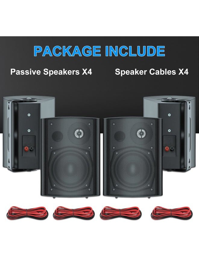 Herdio 5.25 Inches 600 Watts Passive Indoor Outdoor Speakers Wired Waterproof,Wall Mount Speakers with Loud Volume Suitable for Patio,Garden Home Theater,Black (2 Pairs) - Image 5