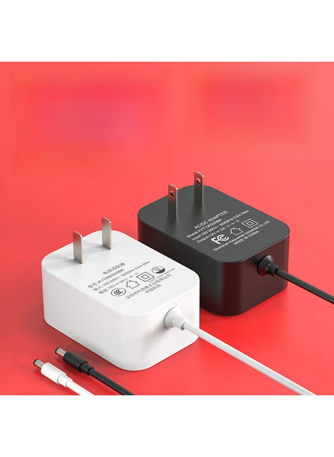 12v2a Power Adapter Original 18w24w US-China Certified Table Lamp Monitoring Massager Small Appliance 1.5a-Color:Black-Specifications:12v1.5a Standard 3c Certification