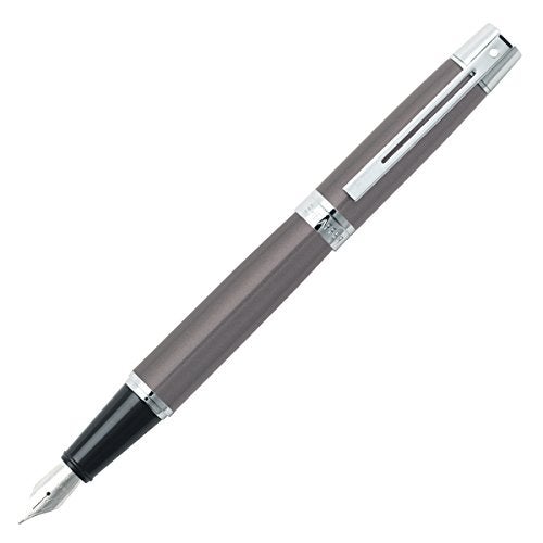 Sheaffer 300 Chrome Plate Trim Fountain Pen, Medium Nib, Metallic Grey (E0932953) - Image 4
