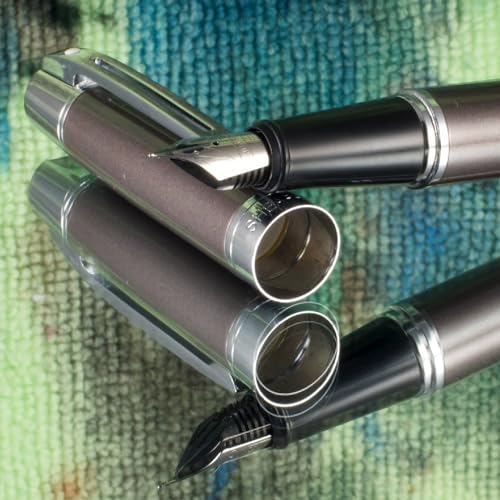 Sheaffer 300 Chrome Plate Trim Fountain Pen, Medium Nib, Metallic Grey (E0932953) - Image 2