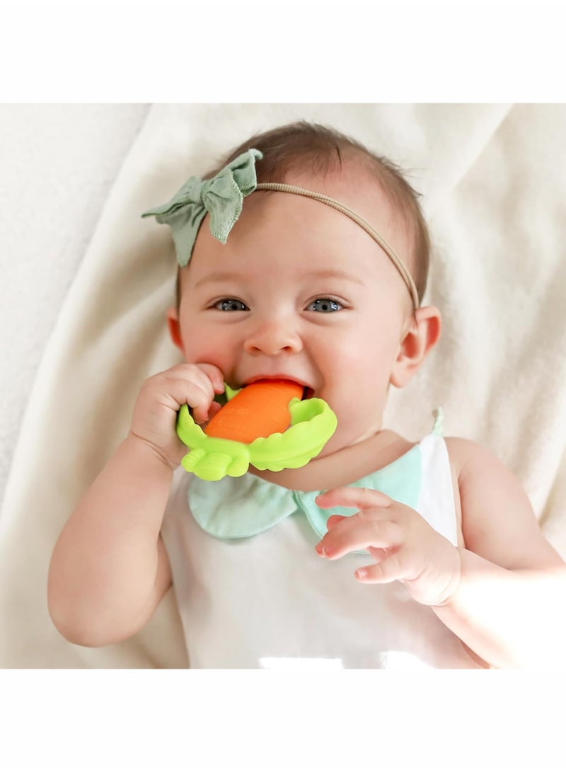 إي سي في في عضاضة سيليكون للأطفال - شكل جزرة 3.5 × 3.5 بوصة، لعبة تسنين خالية من مادة BPA بمقابض سهلة الإمساك للأطفال، لتخفيف آلام اللثة وتنمية الحواس بشكل آمن - Image 5