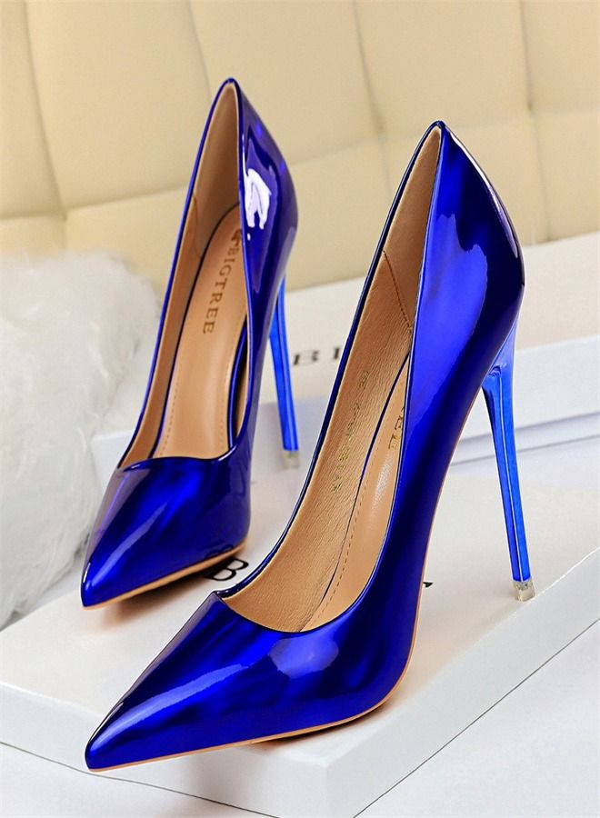 BIGTREE Metal Heel Tip Shows Thin High Heel 10.5CM Blue