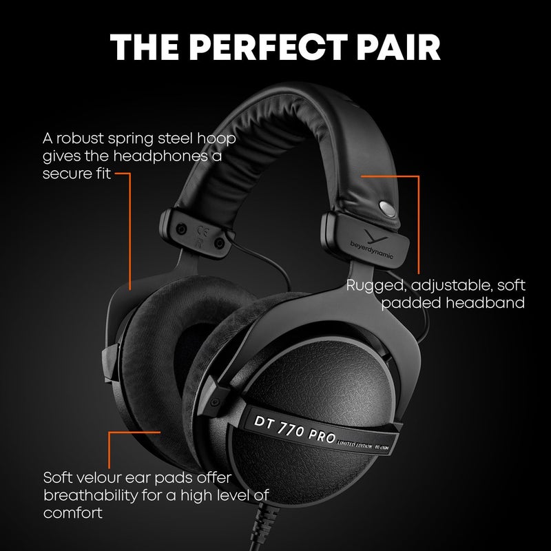 Beyer Dynamic beyerdynamic DT 770 Pro 80 ohm Limited Edition Professional Studio Headphones, Black - Image 2