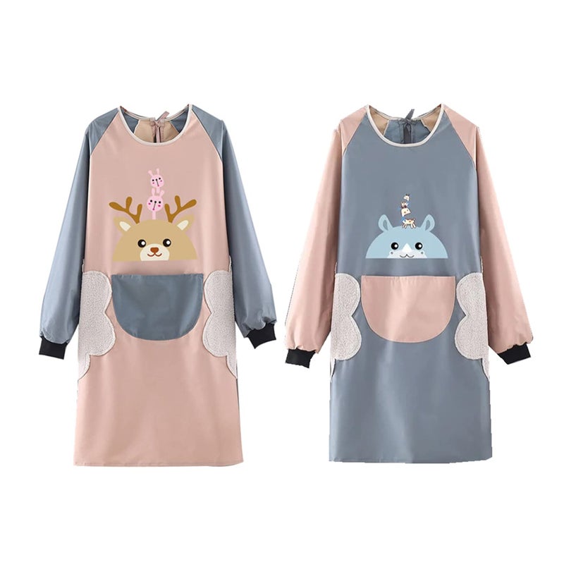 NAN Wind مئزر مطبخ نسائي NAN مع جيوب كبيرة وأكمام طويلة مئزر مقاوم للماء للطهي والخبز والتنظيف والعمل مآزر الطهاة مئزر الطهي للمطبخ هدية للشباب والرجال والنساء