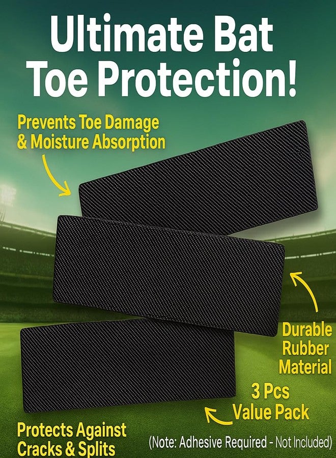 Nextage Cricket Bat Rubber Toe Guard - Guard for Bat Toe Protection | Prevents Moisture & Cracks | Durable Black Rubber Toe Guard - 3 Pcs (Adhesive Required) - Image 2