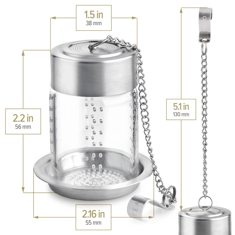 Teabloom Elegant Glass Tea Infuser â€“ Patent-Pending, Lead-Free & Non-Toxic, Designed for Whole Loose-Leaf White, Green, Oolong, Black & Herbal Teas â€“ Small or Large - Image 4