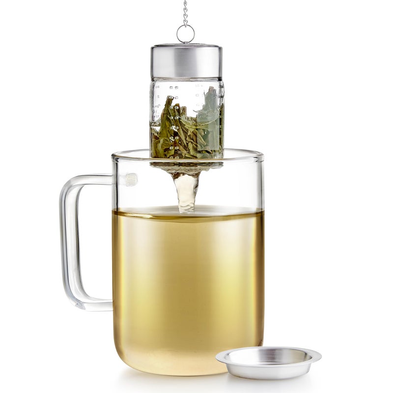 Teabloom Elegant Glass Tea Infuser â€“ Patent-Pending, Lead-Free & Non-Toxic, Designed for Whole Loose-Leaf White, Green, Oolong, Black & Herbal Teas â€“ Small or Large - Image 2