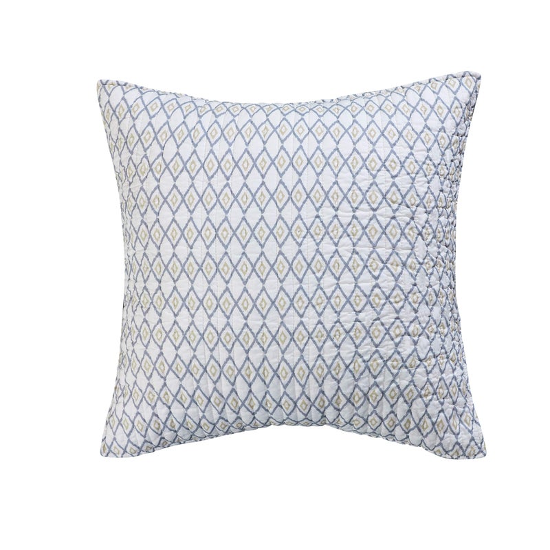 Levtex Home Levtex Home - Levtex Home - Tamsin Grey Euro Sham Set of 2 - Two pillow shams 26x26 - Grey  Spa  White- Cotton  - Image 2