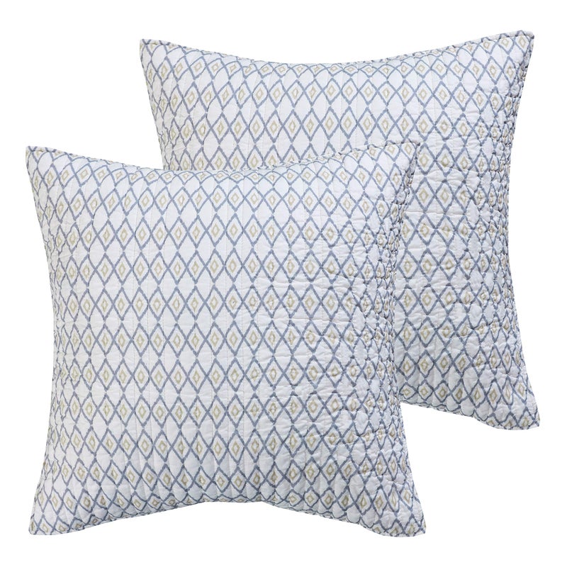 Levtex Home Levtex Home - Levtex Home - Tamsin Grey Euro Sham Set of 2 - Two pillow shams 26x26 - Grey  Spa  White- Cotton  - Image 1