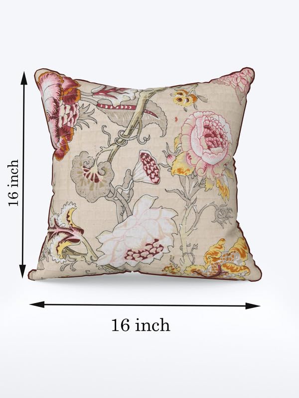 EasyGoods India Premium Cotton Cushion Covers 16x16 Inch | Soft Durable Fabric | Elegant Printed Covers for Sofa & Living Room | Hidden Zipper | Set of 5 - Image 3