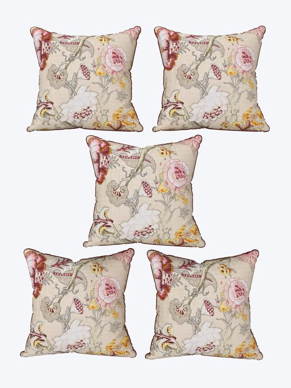 EasyGoods India Premium Cotton Cushion Covers 16x16 Inch | Soft Durable Fabric | Elegant Printed Covers for Sofa & Living Room | Hidden Zipper | Set of 5 - Image 4