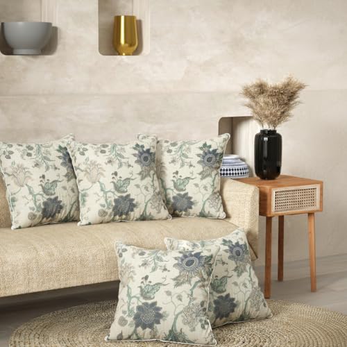 EasyGoods India Premium Cotton Cushion Covers 16x16 Inch | Soft Durable Fabric | Elegant Printed Covers for Sofa & Living Room | Hidden Zipper | Set of 5 - Image 1
