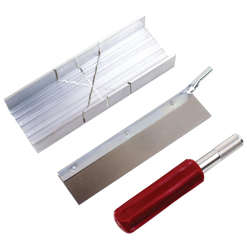 Excel Blades Metal Mitre Box Set With Handle and Razor Pull Saw Blade - Small 6-Inch Aluminum and Steel Tool for Wood, Plastic, and Soft Metals, 2 Cutting Angles - Image 1